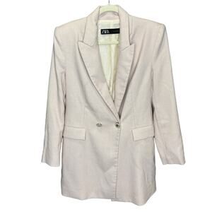 Zara Long Fitted Tweed Blazer Lilac